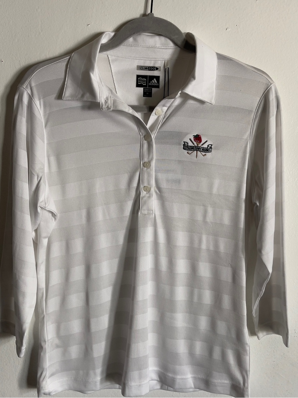 adidas Strawberry Farms White Long-Sleeve Polo